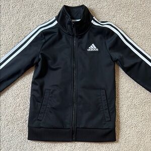 Adidas Black Track Jacket with White Stripes